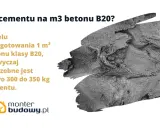 Fragment betonu z tekstem o proporcjach cementu do betonu B20.